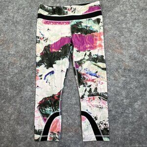 Lululemon Run Inspire Crop II Leggings Womens 6 Paint Pigment Wave Luxtreme
